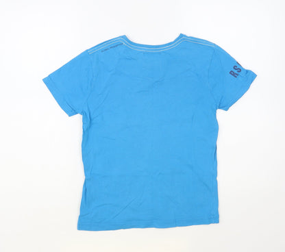 Ripstop Boys Blue Cotton Pullover T-Shirt Size 9-10 Years Crew Neck Pullover - Tiger