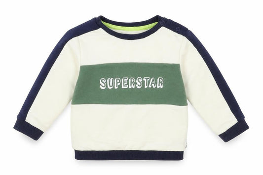 F&F Baby Ivory Colourblock Cotton Pullover Jumper Size 6-9 Months Snap - Superstar