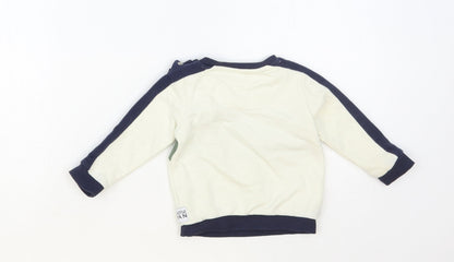 F&F Baby Ivory Colourblock Cotton Pullover Jumper Size 6-9 Months Snap - Superstar