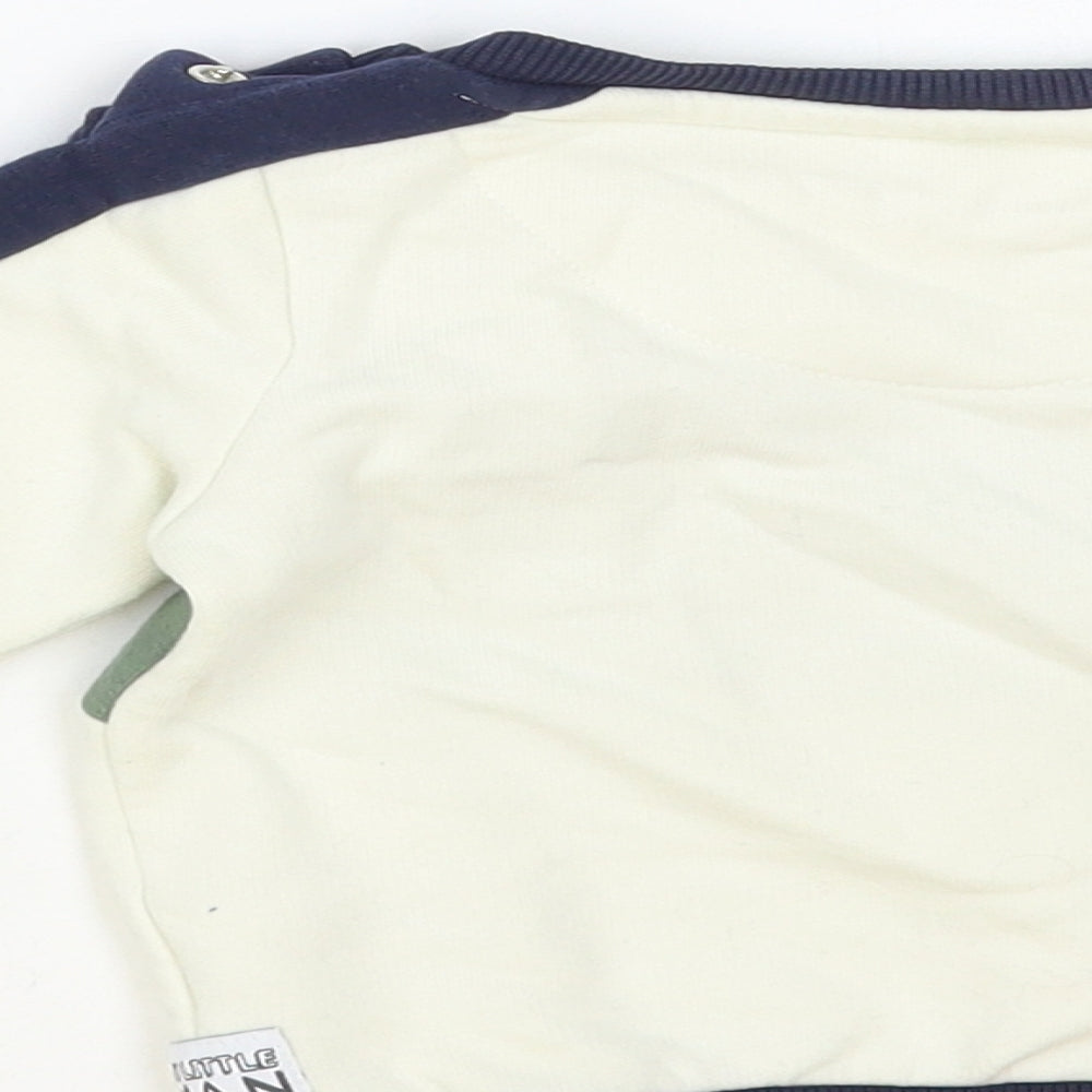 F&F Baby Ivory Colourblock Cotton Pullover Jumper Size 6-9 Months Snap - Superstar