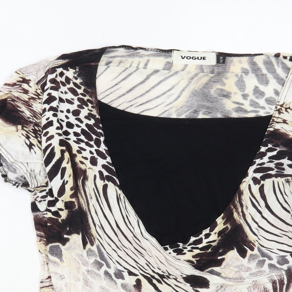 Womens UK Size 14 Vogue Brown Basic Blouse