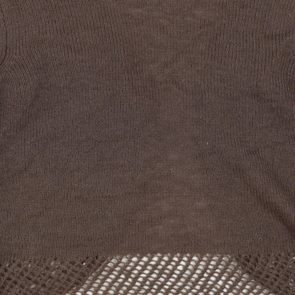 Zahara Womens Brown V-Neck Acrylic Cardigan Jumper Size L - Flower Detail