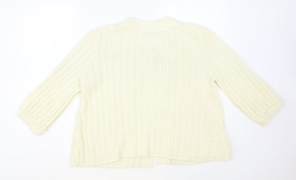 Dunnes Stores Womens Ivory Round Neck Acrylic Cardigan Jumper Size 14