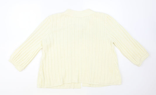Dunnes Stores Womens Ivory Round Neck Acrylic Cardigan Jumper Size 14