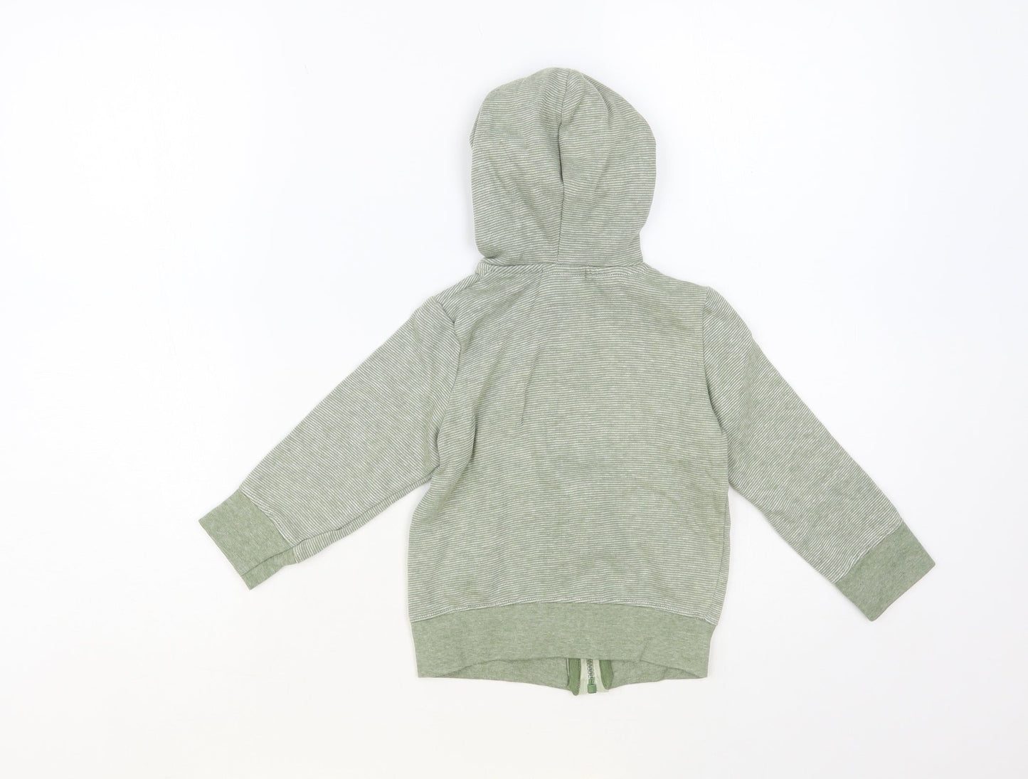 So Cute Boys Green Striped Cotton Full Zip Hoodie Size 2 Years Zip - Lightning Bolts
