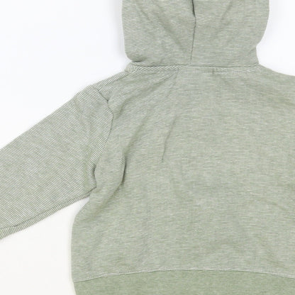 So Cute Boys Green Striped Cotton Full Zip Hoodie Size 2 Years Zip - Lightning Bolts