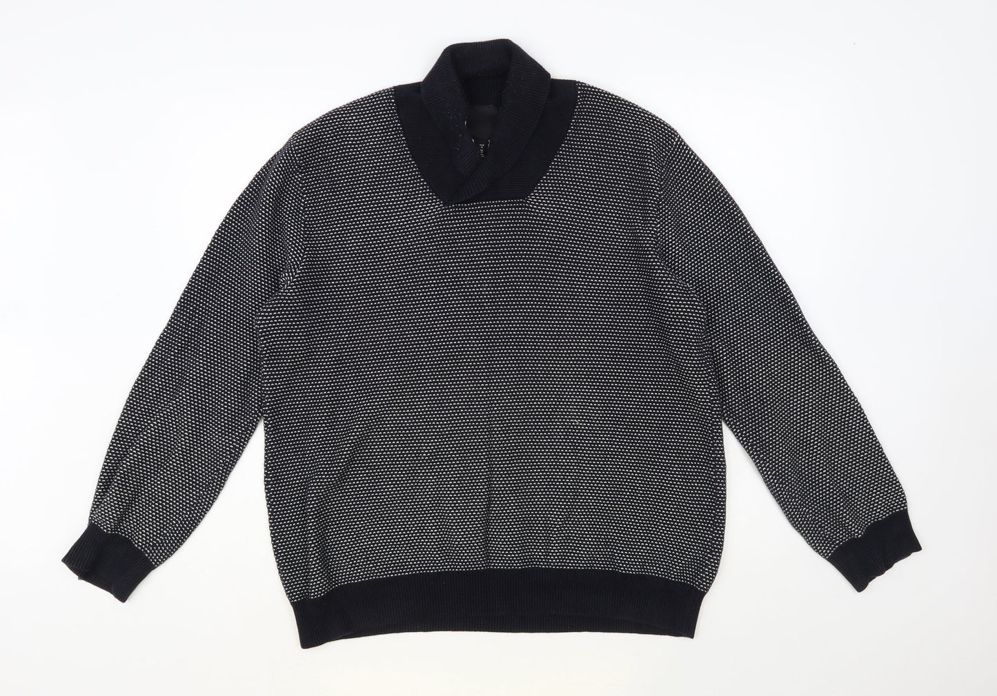 H&M Mens Black Collared Cotton Pullover Jumper Size M