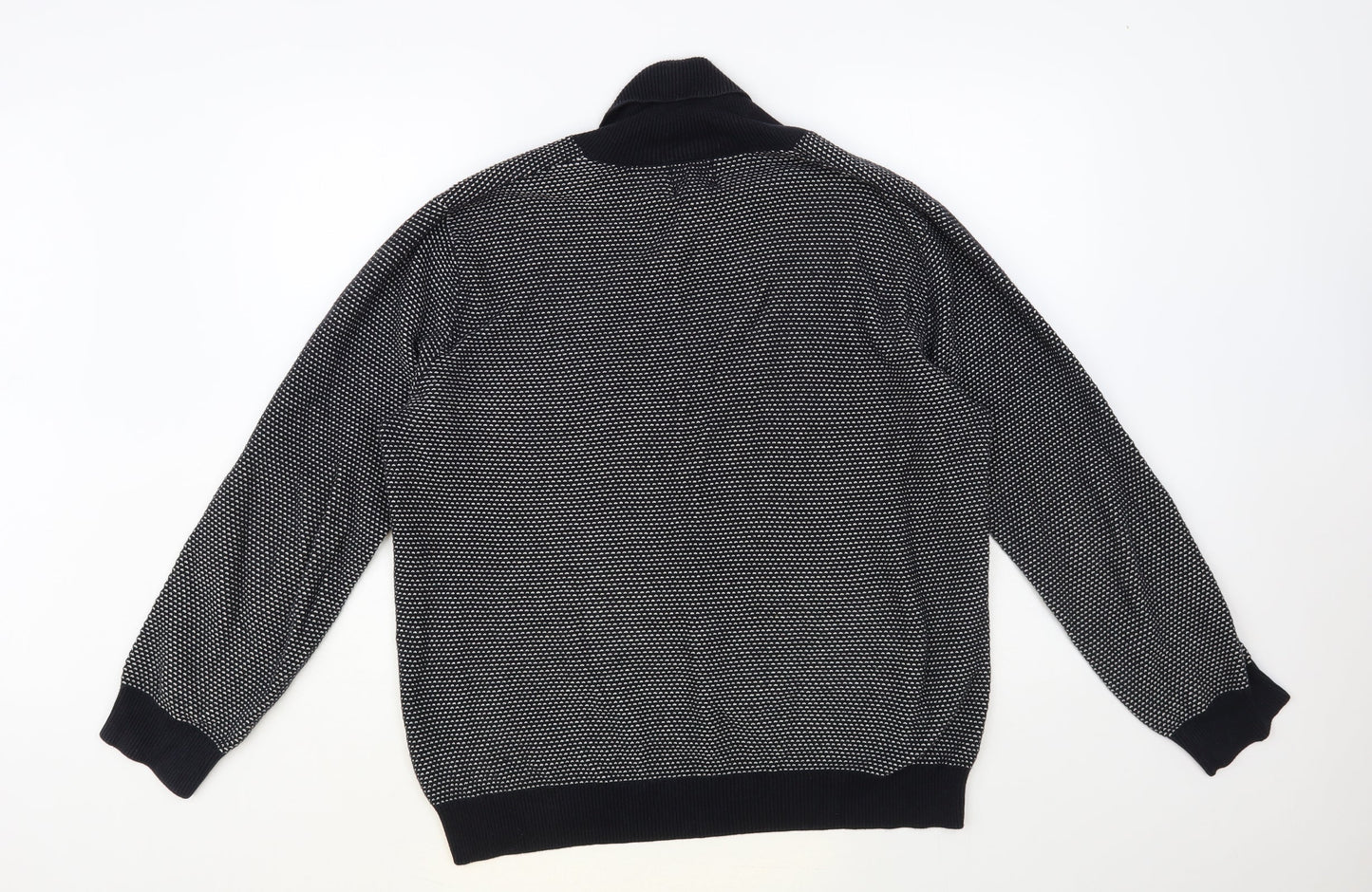 H&M Mens Black Collared Cotton Pullover Jumper Size M