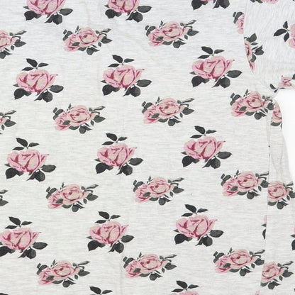 Primark Girls Grey Floral Cotton Pullover T-Shirt Size 10-11 Years Crew Neck Pullover - Love