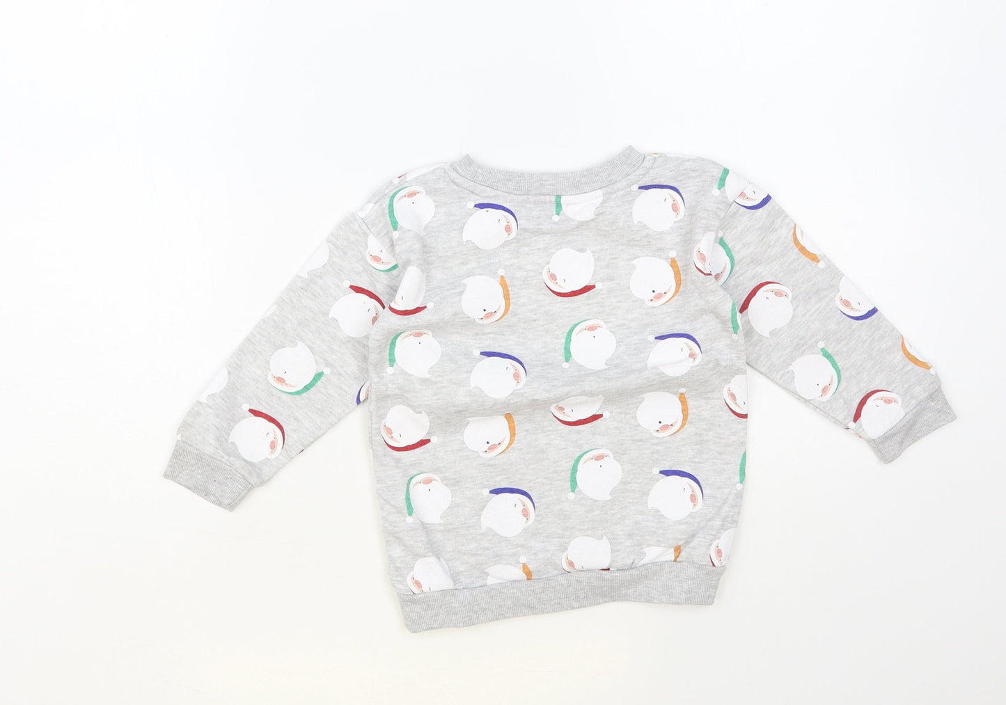 Primark Girls Grey Geometric Cotton Pullover Sweatshirt Size 2-3 Years Pullover - Santa Print