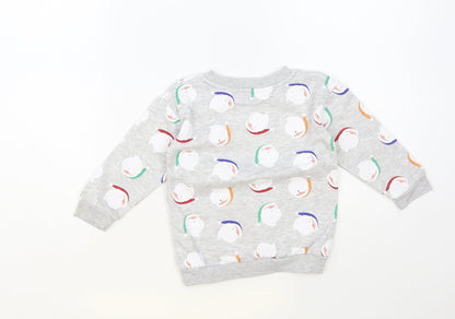 Primark Girls Grey Geometric Cotton Pullover Sweatshirt Size 2-3 Years Pullover - Santa Print