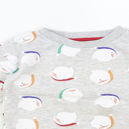 Primark Girls Grey Geometric Cotton Pullover Sweatshirt Size 2-3 Years Pullover - Santa Print