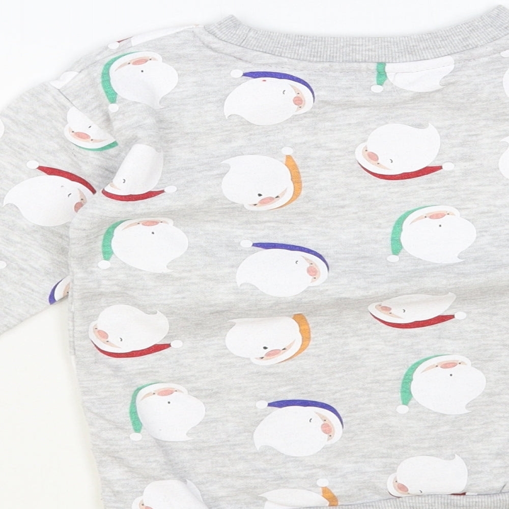Primark Girls Grey Geometric Cotton Pullover Sweatshirt Size 2-3 Years Pullover - Santa Print