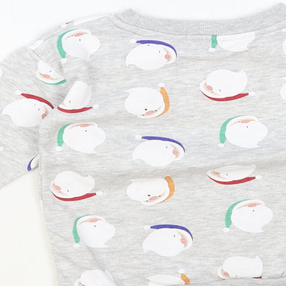 Primark Girls Grey Geometric Cotton Pullover Sweatshirt Size 2-3 Years Pullover - Santa Print