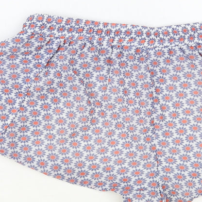 Almagores Womens Blue Floral Polyester Hot Pants Shorts Size 10 L3 in Regular Drawstring