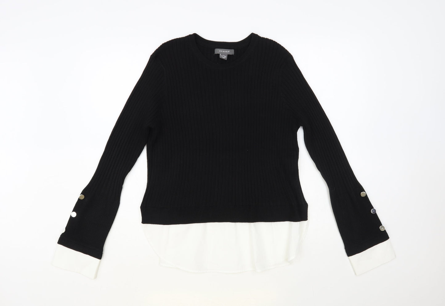 Primark Womens Black Crew Neck Acrylic Pullover Jumper Size M