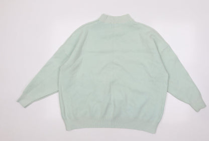 Mowey Womens Blue Mock Neck Viscose Pullover Jumper Size XL - Lips