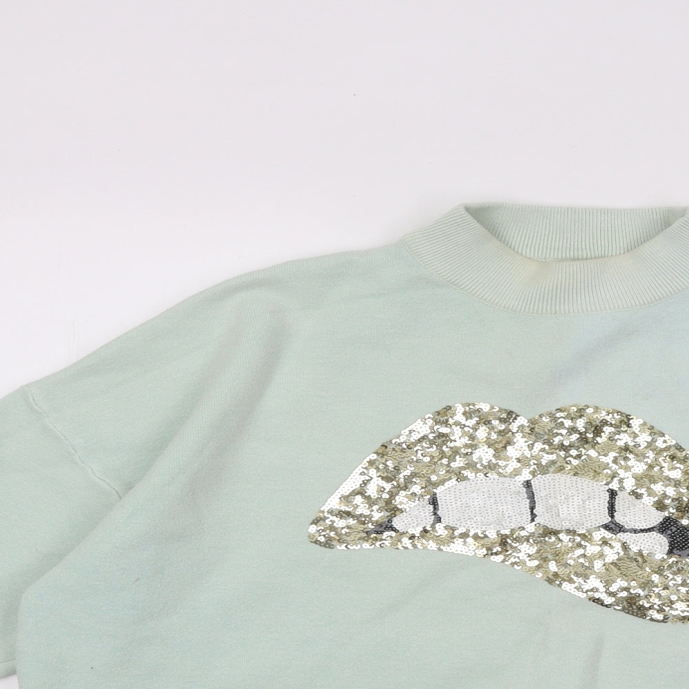 Mowey Womens Blue Mock Neck Viscose Pullover Jumper Size XL - Lips