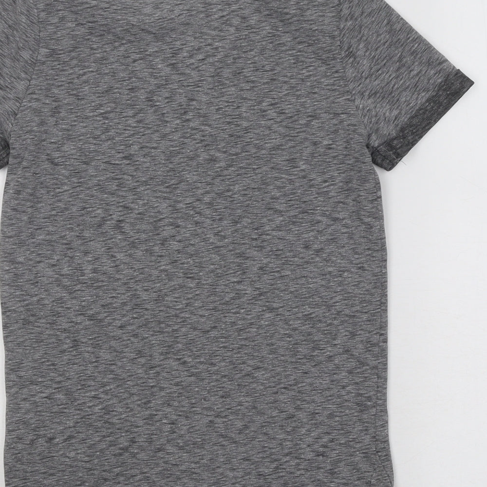 F&F Boys Grey Cotton Basic T-Shirt Size 7-8 Years Round Neck Pullover - Stay Cool Ride Skateboards