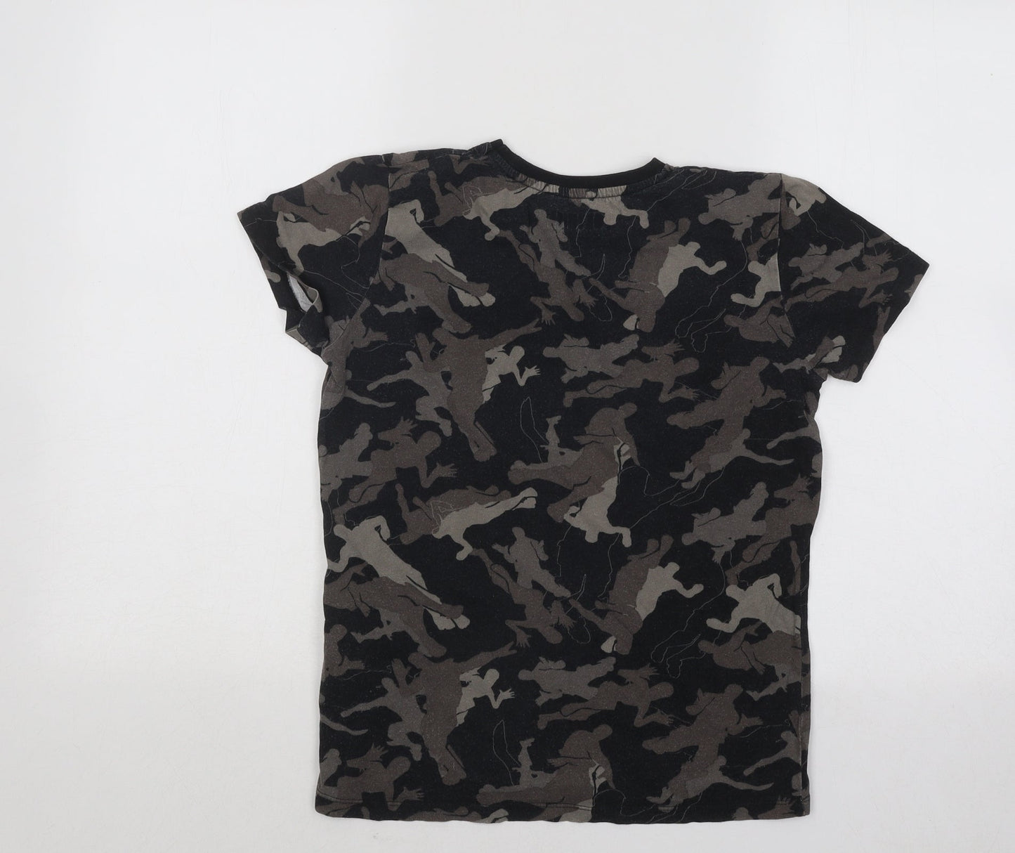 Primark Boys Black Camouflage Cotton Basic T-Shirt Size M Round Neck Pullover - Fortnite