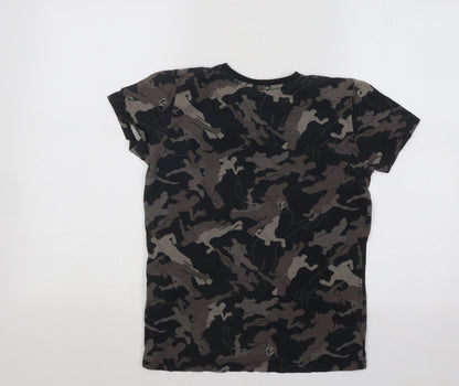 Primark Boys Black Camouflage Cotton Basic T-Shirt Size M Round Neck Pullover - Fortnite