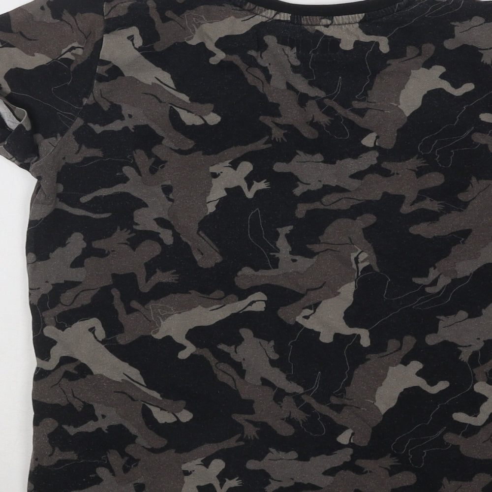 Primark Boys Black Camouflage Cotton Basic T-Shirt Size M Round Neck Pullover - Fortnite