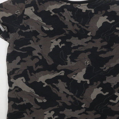 Primark Boys Black Camouflage Cotton Basic T-Shirt Size M Round Neck Pullover - Fortnite