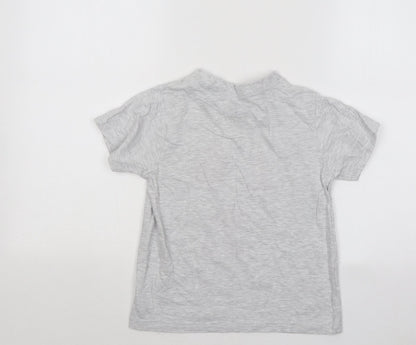 Primark Boys Grey Cotton Basic T-Shirt Size 7-8 Years Round Neck Pullover - Football