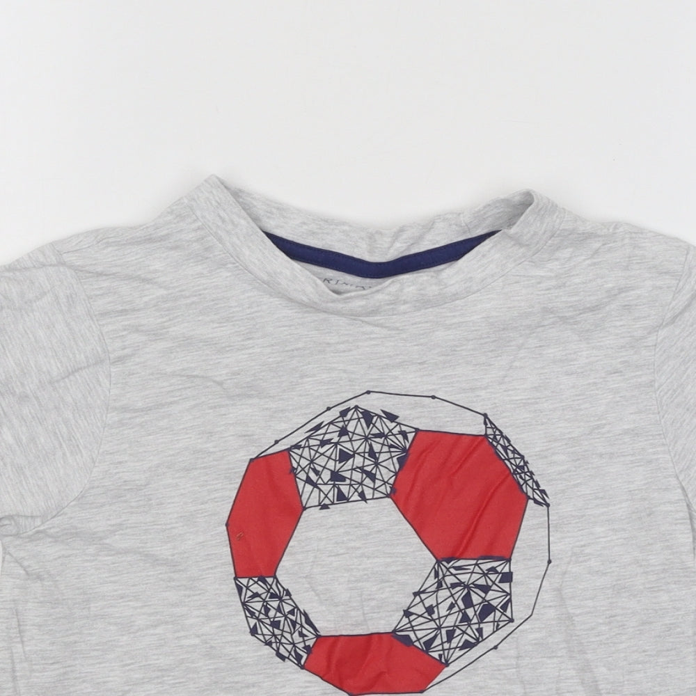 Primark Boys Grey Cotton Basic T-Shirt Size 7-8 Years Round Neck Pullover - Football
