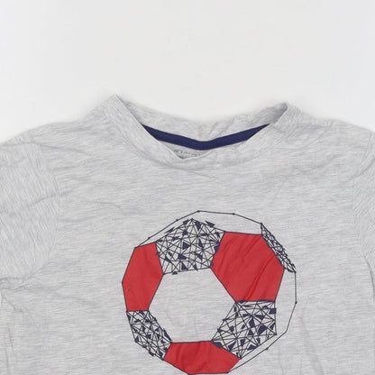 Primark Boys Grey Cotton Basic T-Shirt Size 7-8 Years Round Neck Pullover - Football