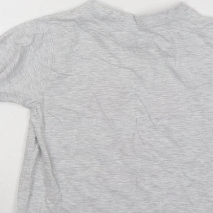 Primark Boys Grey Cotton Basic T-Shirt Size 7-8 Years Round Neck Pullover - Football