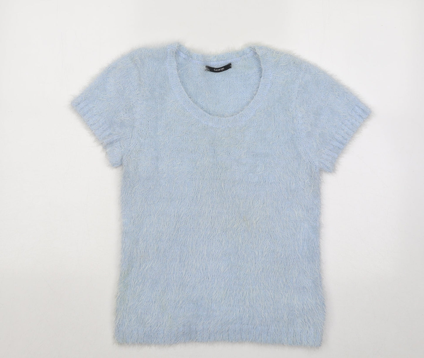 George Womens Blue Scoop Neck Nylon Pullover Jumper Size 10