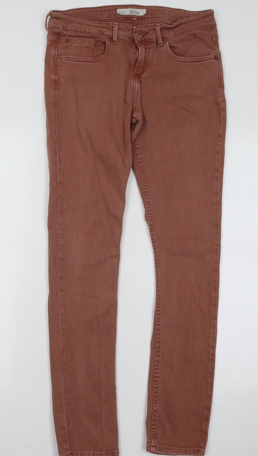 Topshop Womens Orange Cotton Skinny Jeans Size 30 in L32 in Regular Button