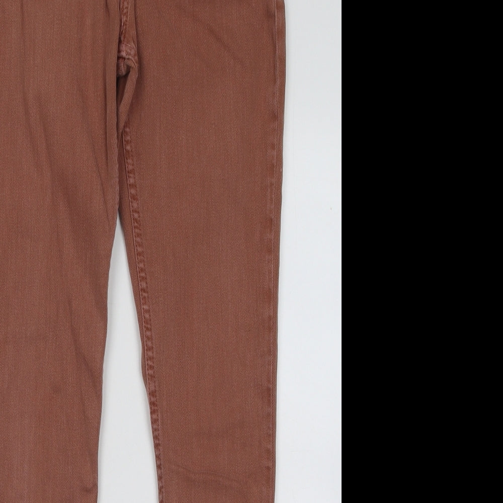 Topshop Womens Orange Cotton Skinny Jeans Size 30 in L32 in Regular Button