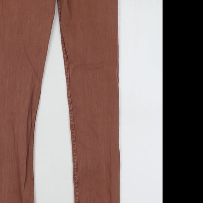Topshop Womens Orange Cotton Skinny Jeans Size 30 in L32 in Regular Button