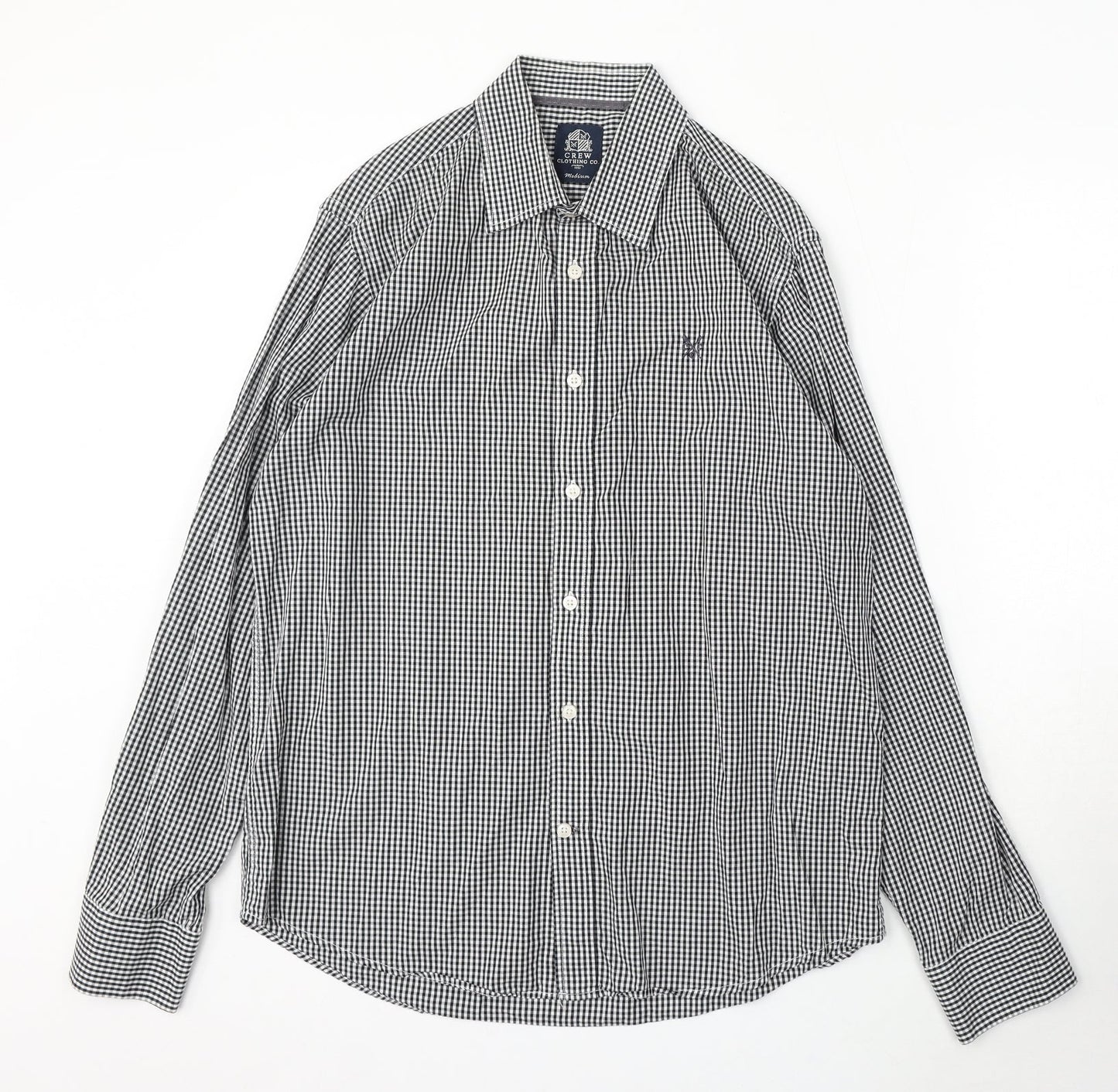 Mens UK Size M Crew Clothing Black  Button-Up Long Sleeve Casual Shirt