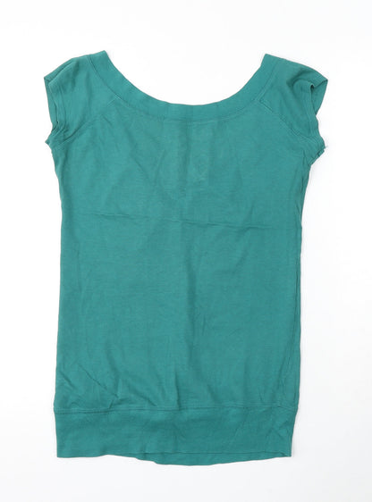 Bershka Womens Green Cotton Basic Tank Size S V-Neck - Dance 80's Queen