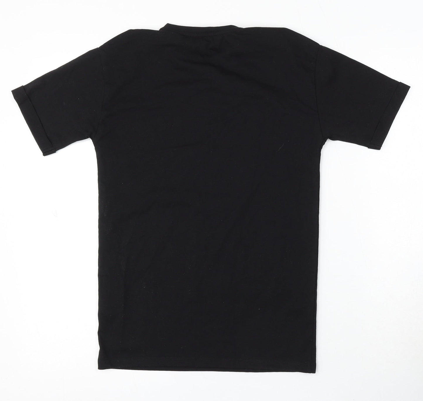George Girls Black Cotton Basic T-Shirt Size 6-7 Years Round Neck - New York