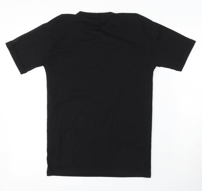 George Girls Black Cotton Basic T-Shirt Size 6-7 Years Round Neck - New York