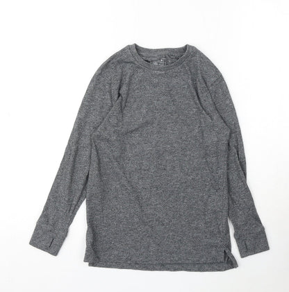 NEXT Girls Grey Cotton Basic T-Shirt Size 7 Years Round Neck