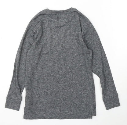 NEXT Girls Grey Cotton Basic T-Shirt Size 7 Years Round Neck