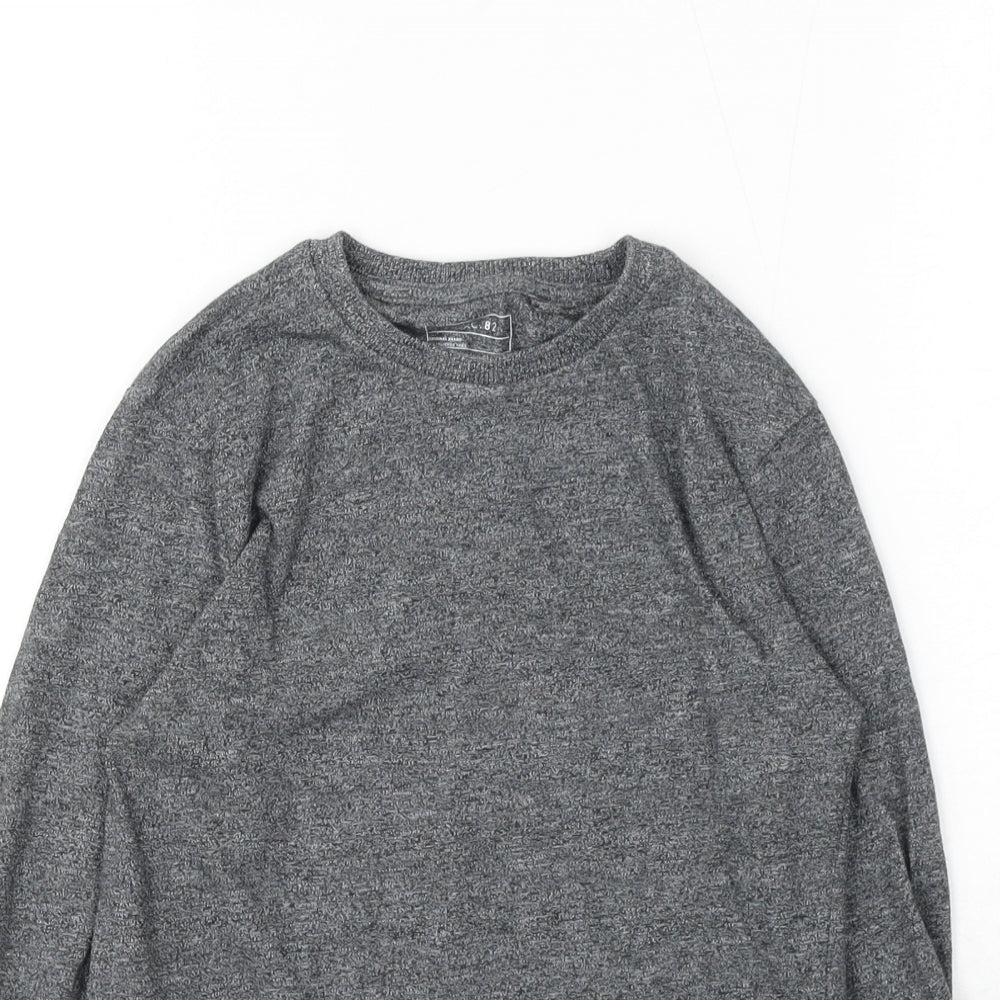 NEXT Girls Grey Cotton Basic T-Shirt Size 7 Years Round Neck