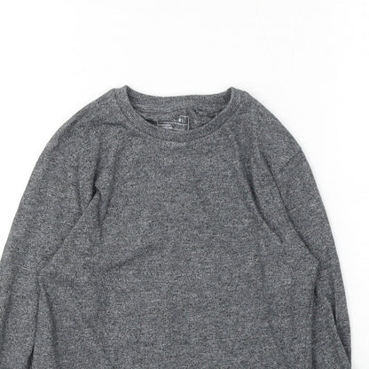 NEXT Girls Grey Cotton Basic T-Shirt Size 7 Years Round Neck