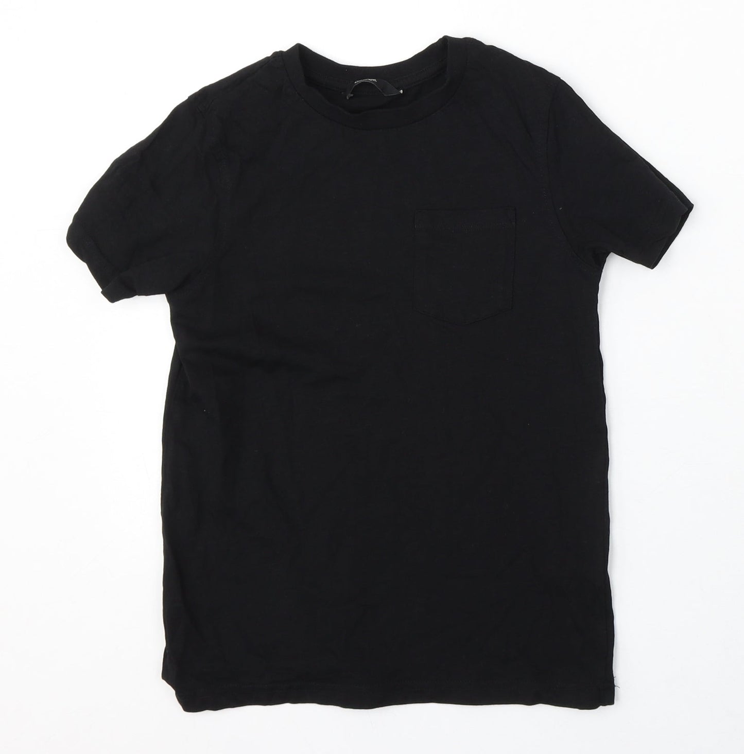 George Boys Black Cotton Basic T-Shirt Size 8-9 Years Round Neck