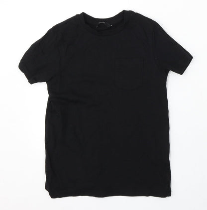 George Boys Black Cotton Basic T-Shirt Size 8-9 Years Round Neck