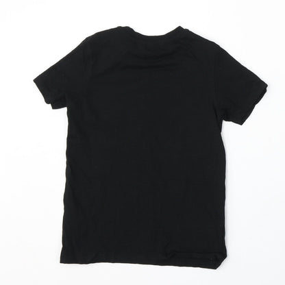 George Boys Black Cotton Basic T-Shirt Size 8-9 Years Round Neck