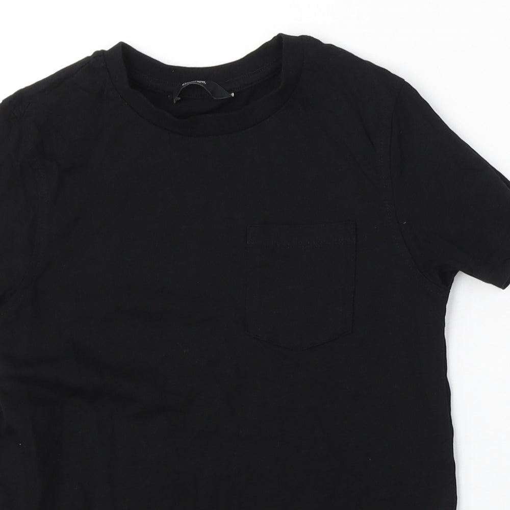 George Boys Black Cotton Basic T-Shirt Size 8-9 Years Round Neck