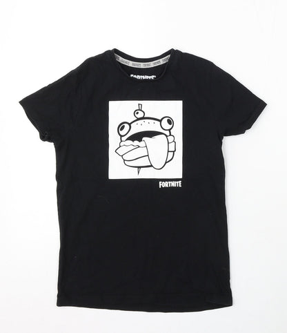 Primark Boys Black Cotton Basic T-Shirt Size S Round Neck - Fortnite