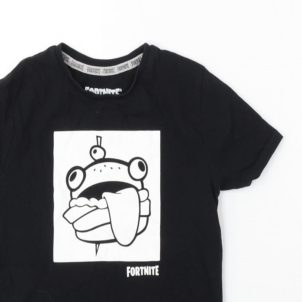 Primark Boys Black Cotton Basic T-Shirt Size S Round Neck - Fortnite