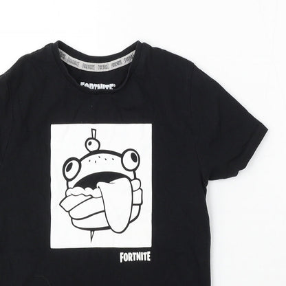 Primark Boys Black Cotton Basic T-Shirt Size S Round Neck - Fortnite
